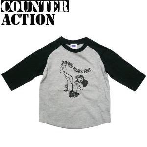 KIDSTシャツ 子供服 COUNTER ACTION カウンターアクション HULA GIRL ラグランTシャツ ハワイアン アロハ