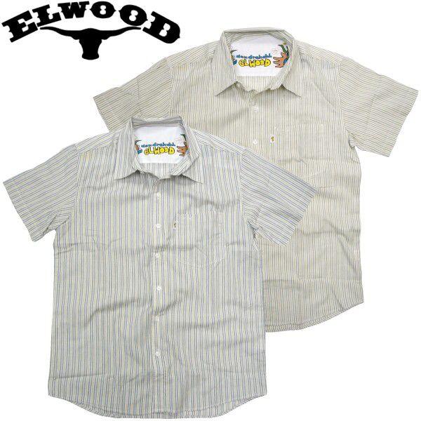 ELWOOD（エルウッド）ストライプ 半袖シャツ カジュアル DAN&apos;S PLAID 縦縞 マークゴ...
