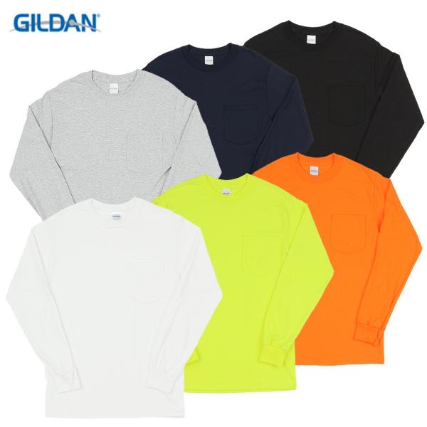 GILDAN 2XL ポケット付き ロングスリーブ Tシャツ ビッグサイズ 大きい XXL ロンT ...