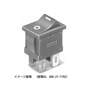 オムロン　A8L-11-11N15　小形ロッカースイッチ　（マーキングＯｌ） 高容量開閉用（10A） 1極単投形 フランジ/キャップ色黒　タブ＃187端子｜faubon