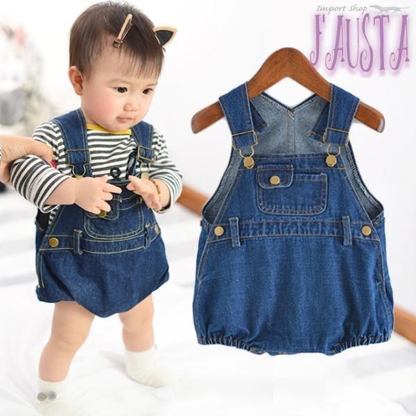 ベビー服 70 80 90 オーバーオール デニム 赤ちゃん 男の子 女の子 ロンパース おしゃれ ...