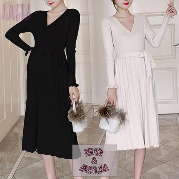 授乳服 安い フォーマル お宮参り マタニティワンピース 冬 ニット カシュクール プリーツ 妊婦服...