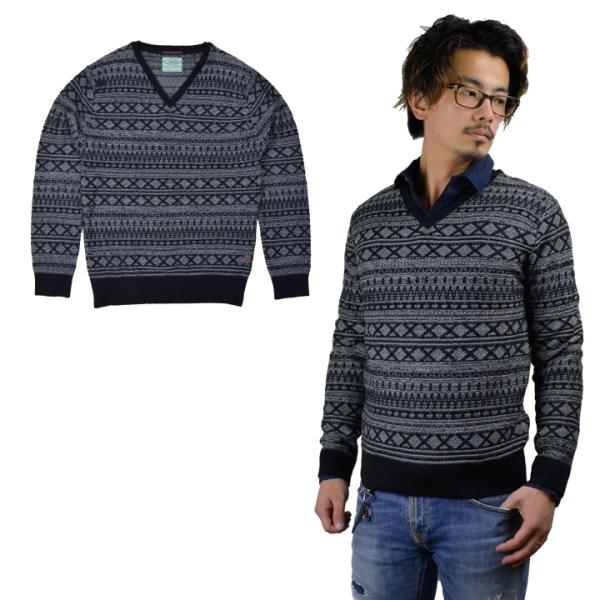 　スコッチ&amp;ソーダ Scotch&amp;Soda Vネックセーター Retro Jacquard Pull...