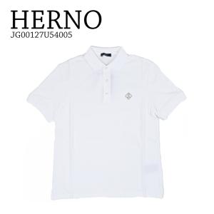 HERNO ヘルノ JerseyKnit Effect ポロシャツ/ JG00127U54005  メンズ ブランドロゴ刺繍 クレープボイルジャージー製ポロシャツ ストレッチ ホワイト｜fav