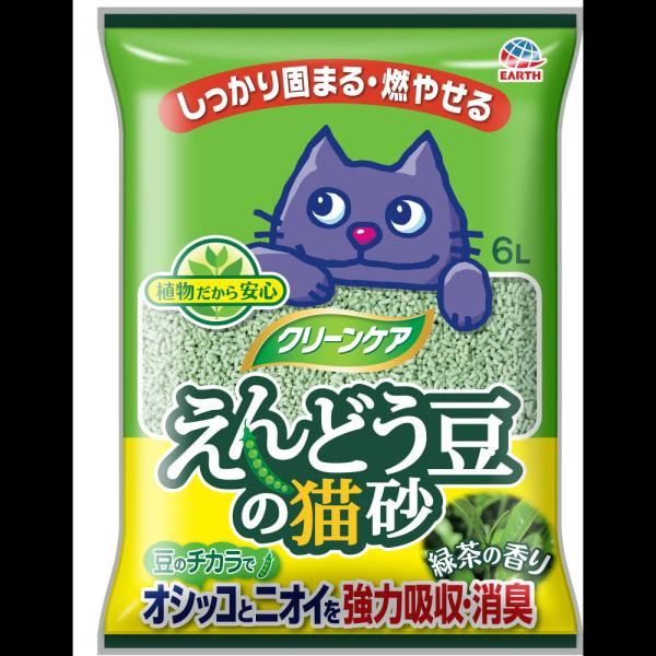 クリーンケアえんどう豆の猫砂 緑茶の香り6L 猫砂 強力消臭 経済的 植物素材 [trmt]