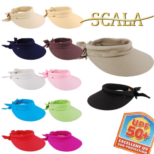 SCALA スカラV25 サンバイザーつば広 UV帽子 UVカット 帽子 レディース 紫外線対策 無...
