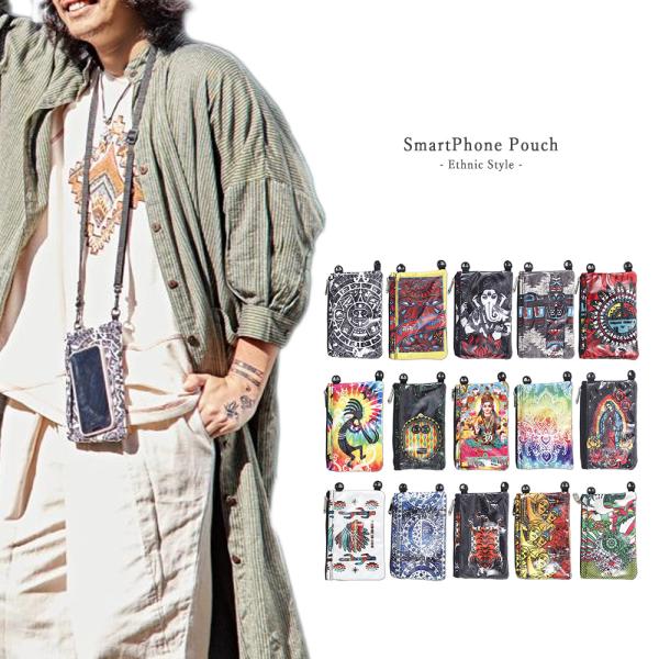スマホポーチ エスニック スマホショルダー 斜め掛け スマホバッグ iphone 小物入れ 大容量 ...