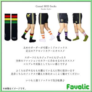 ボーダー ソックス ミドルソックス メンズ 靴...の詳細画像1