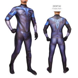 Zentai パープル ファスナー付き 全身タイツ 紫 ボディースーツ