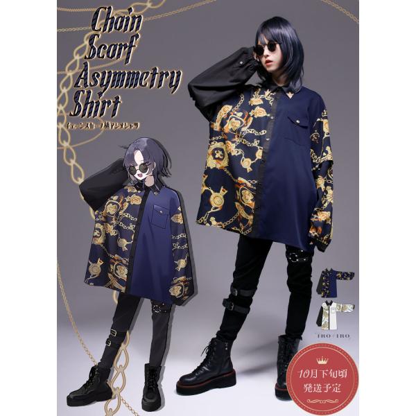 [最短即日出荷]ユニセックス Favorite フェイバリット マリンスカーフ柄アシンメトリーシャツ...