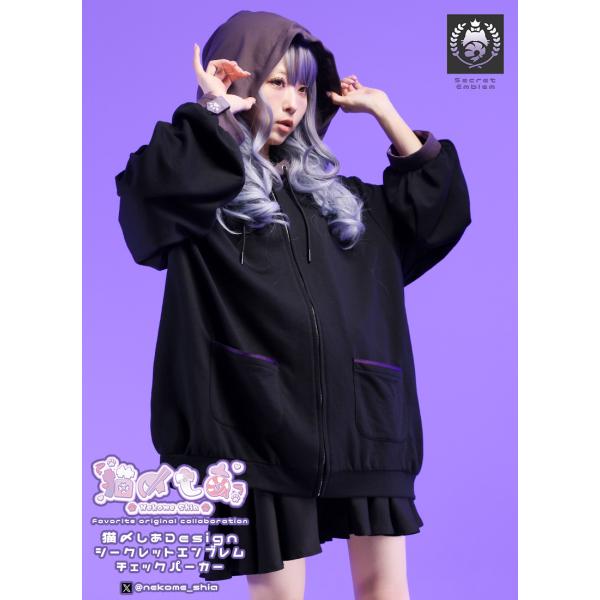 猫〆しあさんコラボ　シークレットエンブレムチェックパーカー[24年3月上旬予約開始]