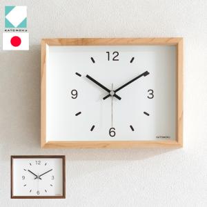 ＼クーポン対象 9/14 10:59迄／ 置き掛け兼用 クォーツ式 木製 加藤木工 Dual use clock 2 連続秒針 スイープムーブメント 四角 日本製 カトモク KATOMOKU