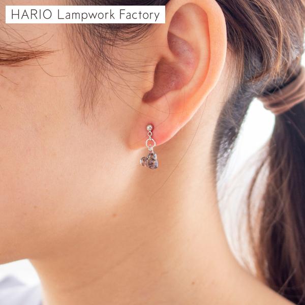 ハリオ ピアス ウィンクハート ブラック ハート型 ガラス製 HARIO Lampwork Fact...