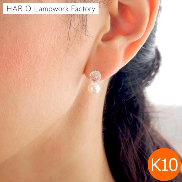 ＼11/30・12/1はポイント10倍／ ハリオ ピアス スノーパール K10 パール あこや真珠 ...