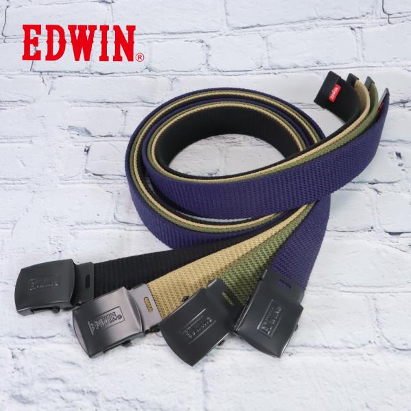 エドウイン （EDWIN）ブラックバックルソリッドGIベルト  ベルト メンズベルト メンズ 学生ベ...