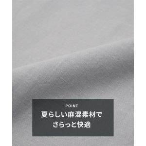 カジュアルシャツ オーバーサイズ 麻混 5分袖...の詳細画像1