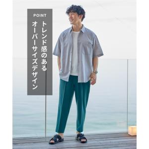 カジュアルシャツ オーバーサイズ 麻混 5分袖...の詳細画像2