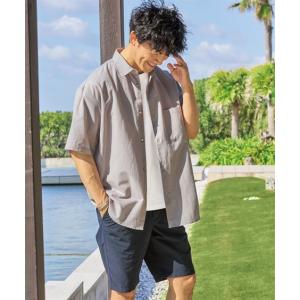 カジュアルシャツ オーバーサイズ 麻混 5分袖...の詳細画像5