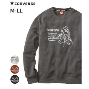 トップス コンバース トレーナー メンズ M-LLサイズ あったか裏起毛シューズプリントクルーネック長袖トレーナ
