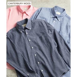 カジュアルシャツ CANTERBURY WOOD カンタベリーウッド クレープ無地 長袖 ボタンダウン M-5L 大きいサイズ メンズ ニッセン