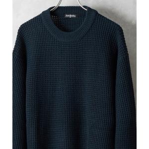 トップス セーター ワッフル編み 長袖 クルーネック 2L-5L 大きいサイズ メンズ ニッセン nissen｜faz-store