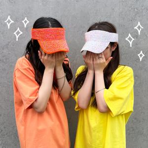 サンバイザー レディース ラインストーン 体育...の詳細画像5