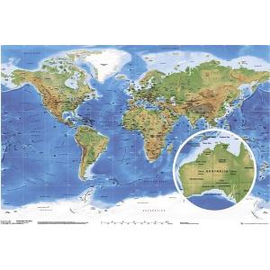 世界地図（地形図） ポスター〔新品〕 GN-0394｜fcca