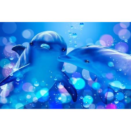 クリスチャン・ラッセン 「kissing dolphins（キッシング・ドルフィン／イルカ）」 ポス...