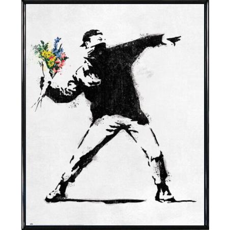 バンクシー Flower Thrower（花束を投げる人） ポスター〔フレーム付〕〔新品〕 MPGE...