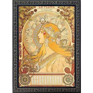 ミュシャの名画 黄道十二宮 アートポスター〔木製ブラック色フレーム付〕〔新品〕 TXA-009B