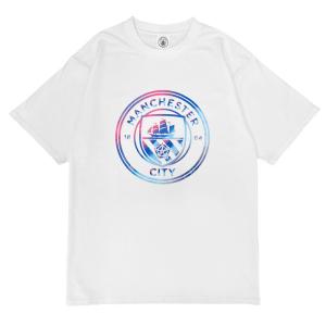 マンチェスターシティ オフィシャル カラーエンブレム Tシャツ 半袖(ホワイト)(MC-1003WHITE)｜fcfa