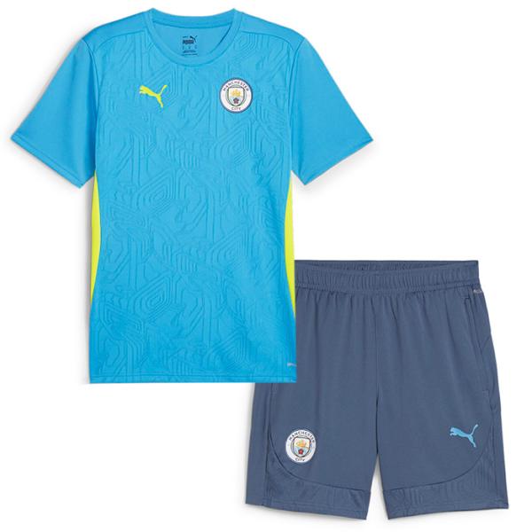 マンチェスターシティ 24-25 トレーニングシャツ 半袖＆ショーツ 上下セット(ブルー×ネイビー)...