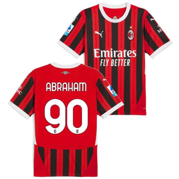 ●ACミラン 24-25 ホーム 半袖 ユニフォーム No.90 エイブラハム+セリエAパッチ付き【...
