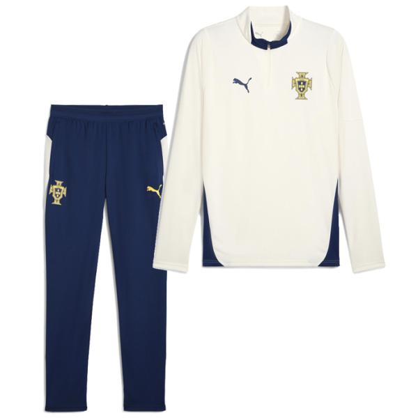 ポルトガル代表 2025 1/4ジップ トレーニングトップ＆パンツ 上下セット(クリーム×ネイビー)...