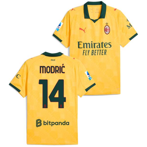 ●ACミラン 25-26 サード 半袖 ユニフォーム No.14 モドリッチ+セリエAパッチ+bit...