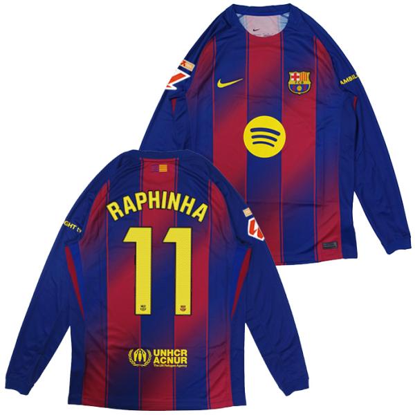 ●FCバルセロナ 25-26 ホーム 長袖 ユニフォーム No.11 ハフィーニャ + ラ・リーガ＆...
