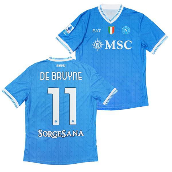 ●SSCナポリ 25-26 ホーム半袖 ユニフォーム No.11 デ・ブルイネ+セリエAパッチ+スク...