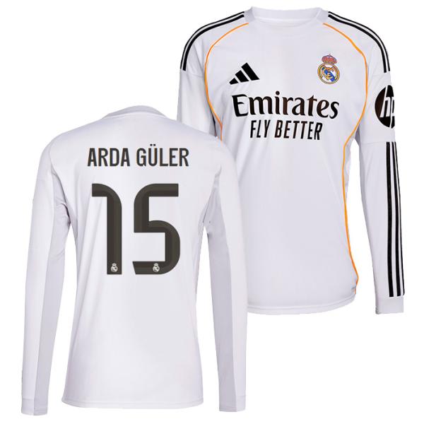 ●レアルマドリード 25-26 ホーム 長袖 ユニフォーム No.15 アルダ・ギュレル【adida...