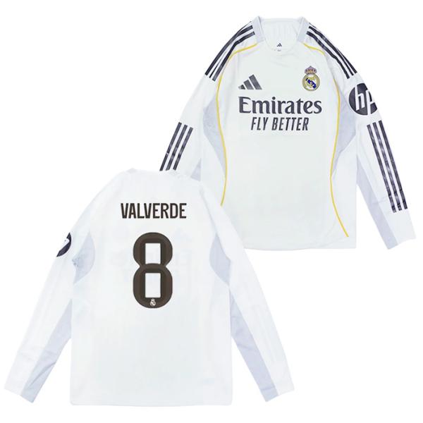 ○レアルマドリード 25-26 ホーム 長袖 オーセンティック ユニフォーム No.8 バルベルデ【...