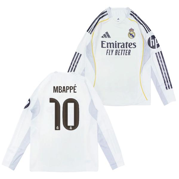 ○レアルマドリード 25-26 ホーム 長袖 オーセンティック ユニフォーム No.10 エムバペ【...