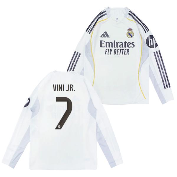 ○レアルマドリード 25-26 ホーム 長袖 オーセンティック ユニフォーム No.7 ヴィニシウス...