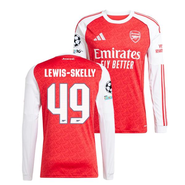 ●アーセナル 25-26 ホーム 長袖 ユニフォーム No.49 ルイス＝スケリー (CLフルパッチ...