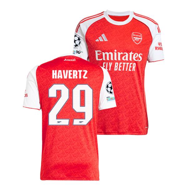 ●アーセナル 25-26 ホーム 半袖 ユニフォーム No.29 ハバーツ (CLフルパッチ)【ad...
