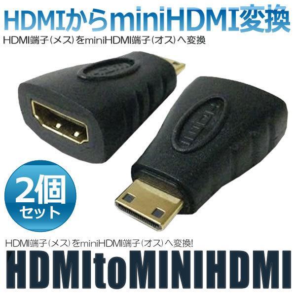 HDMI端子 2個セット メス miniHDMI端子 オス 変換 AB-CV HDMI-mnHDMI...