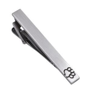 ネクタイピン おしゃれな肉球 シルバー＆ブラック ２本セット