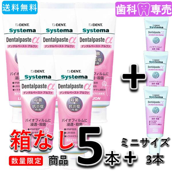 【ミニサイズ3本付・送料無料・箱なし・新品・未使用】ライオンDENT. システマ デンタルペーストα...