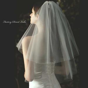 F001 シンプル 腰丈ショートフェイスアップベール ウエディング