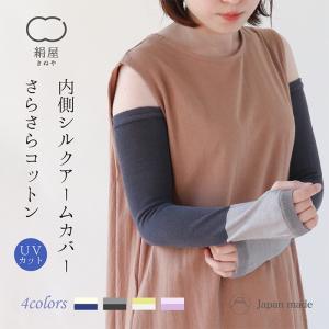 指なし アームカバー さらさらコットン レディース 女性用 uvカット 日焼け 防止 冷感 手袋 絹屋 日本製 ギフト プレゼント