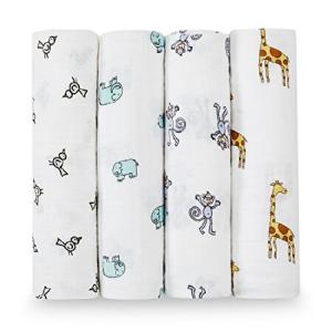 エイデンアンドアネイ Aden + Anais モスリンコットン おくるみ 4枚セット jungle jam swaddle 4 pack-2026 [並行輸入品]並行輸入｜feathercloud