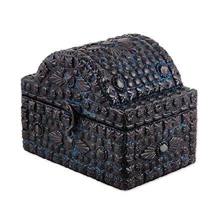 Novica装飾アルミニウムジュエリーボックス、ブラック、ブルー、&apos; Indian Treasure...
